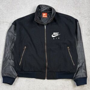 Vintage Nike Varsity Wool Jacket XL Stiched “Nike Air” Logo Back Leather Sleeves